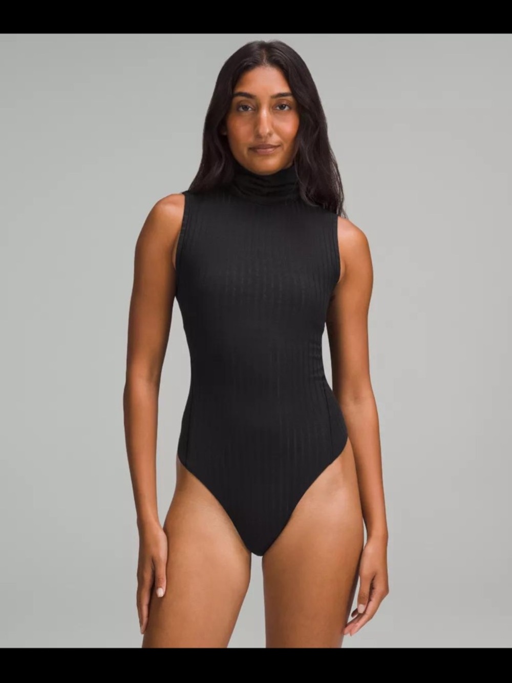 lululemon athletica Black Ribbed Sleeveless Turtleneck Bodysuit